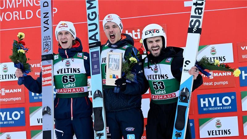 Philipp Raimund jubelte über Platz eins in Lahti.