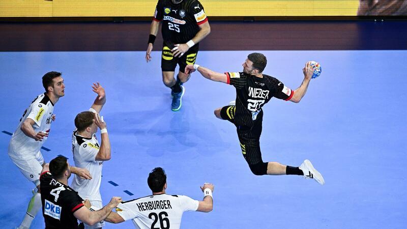 Remis gegen Österreich: DHB-Team bangt um EM-Halbfinale Philipp Weber (r) rückte für Regisseur Juri Knorr in die Startformation.