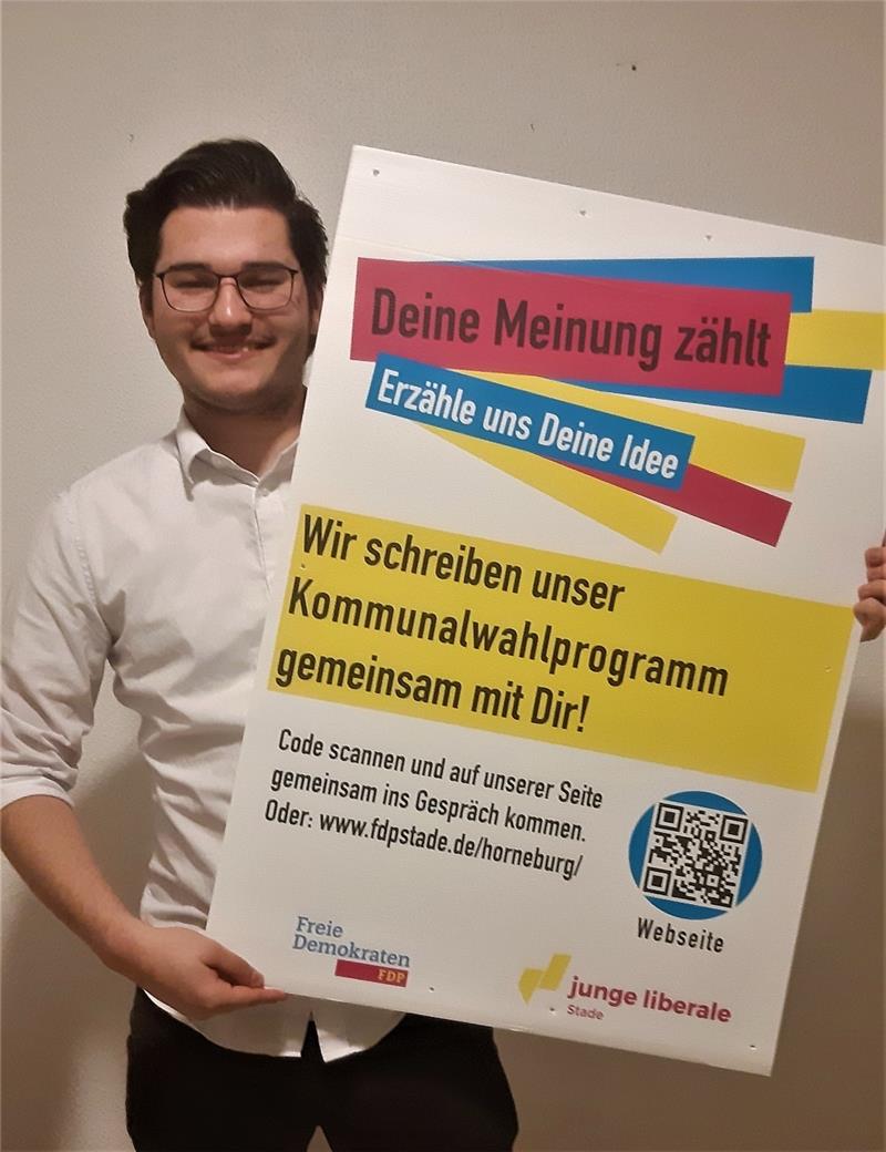 Plakat-Aktion: Mate Sieber kandidiert in Horneburg.