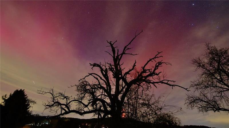 Polarlichter über dem Murrtal bei Großerlach.