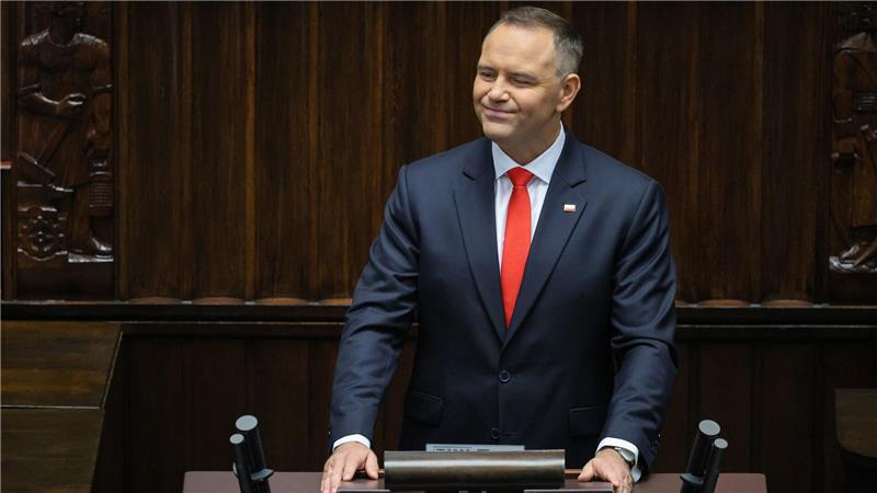 Polens neuer Präsident Karol Nawrocki vereidigt Polens neuer Präsident Karol Nawrocki während seiner Antrittsrede. (Foto aktuell)