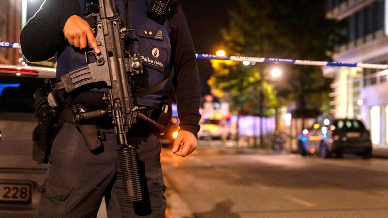 Polizeisperrung im Zentrum von Brüssel.