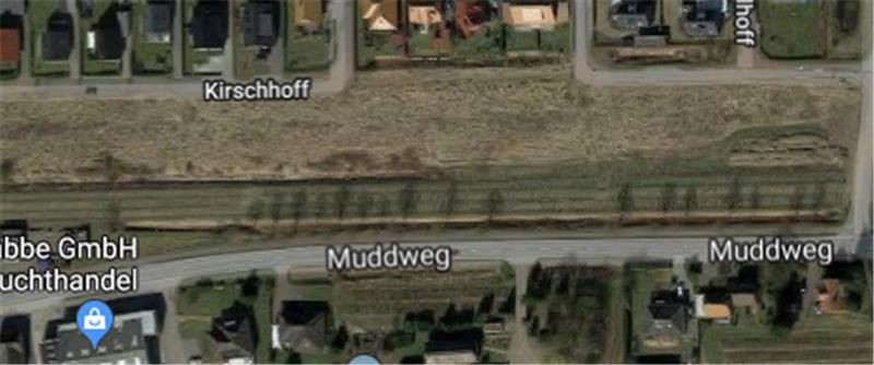 Potenzielles Bauland zwischen dem Muddweg und dem Kirschhoff. Foto: Google