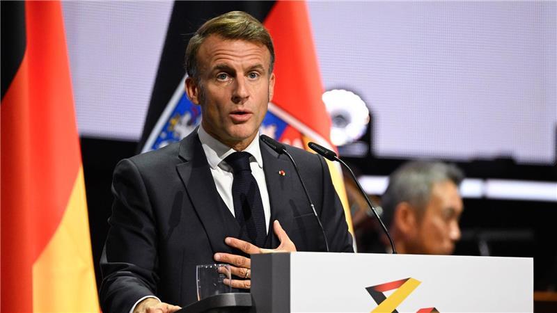 Merz mahnt zu „Kraftanstrengung“ und „Aufbruch“ Präsident Macron schlägt in seiner Rede einen weiten Bogen.