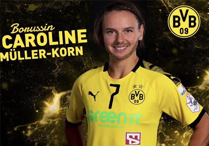 Kein Titel: BSV-Neuzugang Caroline Müller-Korn protestiert mit Bart Protest mit Bart: BSV-Zugang Caroline Müller-Korn. Foto: Verein
