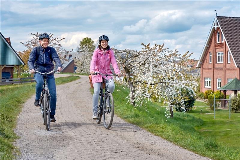 Landkreis Stade lädt zum „Mobilitätsfrühstück“ ins Kreishaus ein Radfahren macht nicht nur während der Obstblüte im Alten Land Spaß. Foto: Tourismusverband Landkreis Stade /Elbe e.V.