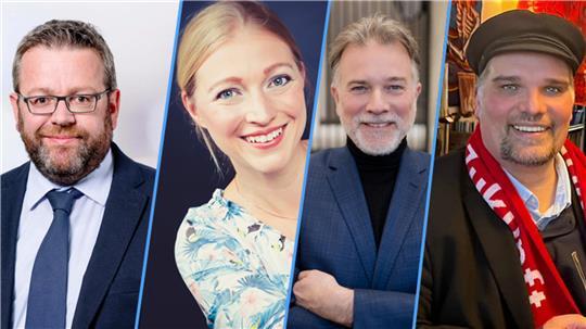 Ralf Dessel (links) will 2026 neuer Buxtehuder Bürgermeister werden. Wie stehen Katharina Mewes (BBG/FWG), André Grote (FDP) und Benjamin Koch-Böhnke (Linke) zu seiner Kandidatur?