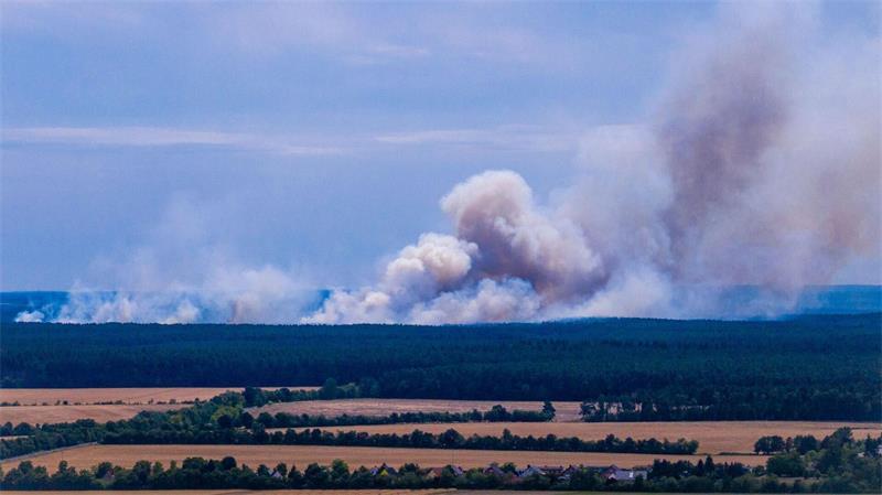 Rauchwolken bei Waldbrand im Müritz-Nationalpark