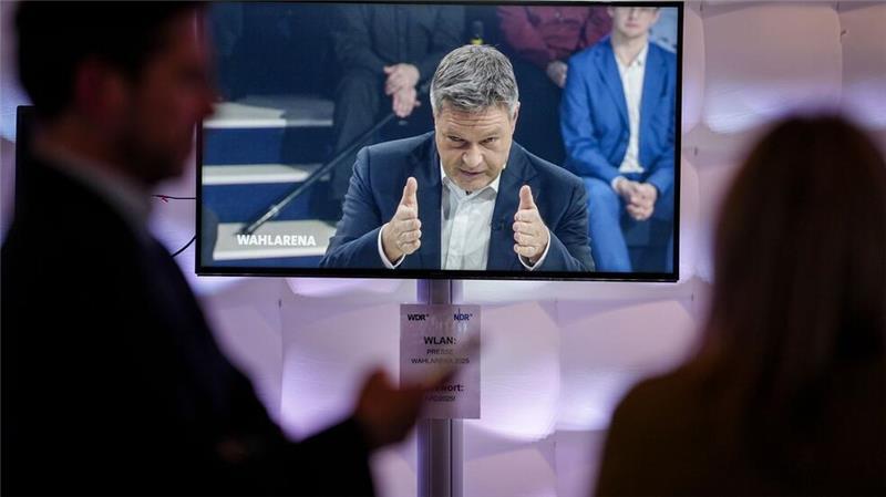 Robert Habeck, Kanzlerkandidat der Grünen, ist in der „Wahlarena“ als Letzter an der Reihe.