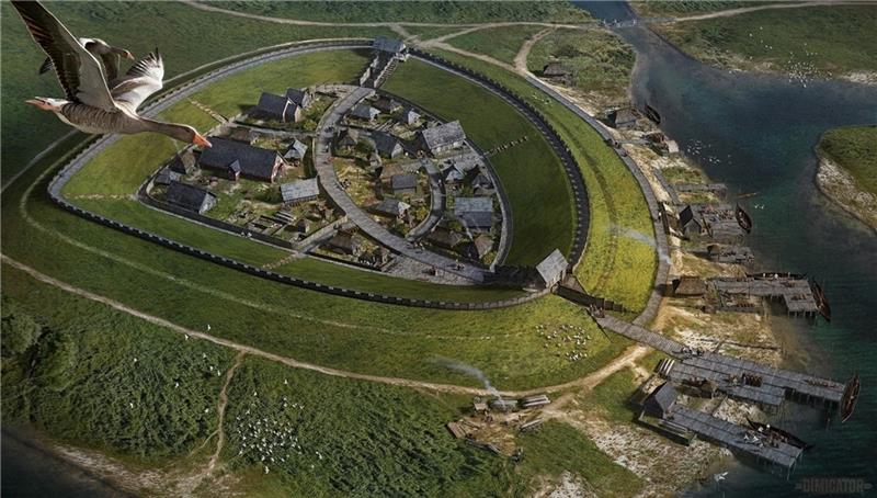 Roland Warzechas Illustration für das Archäologische Museum Hamburg zeigt die Neue Burg.
