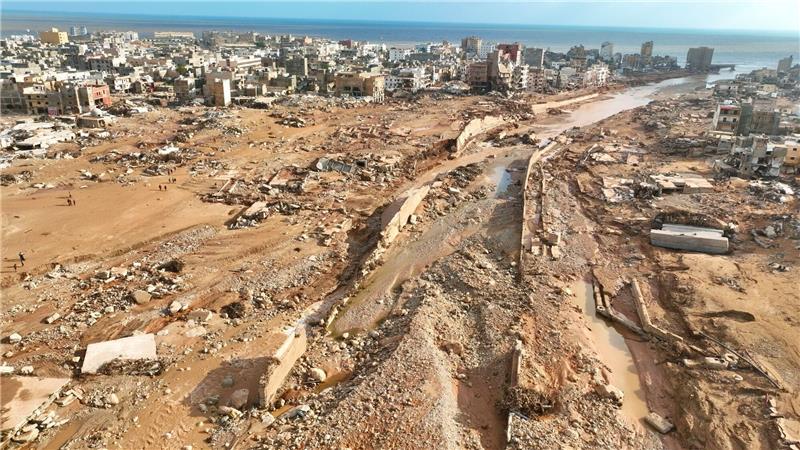 Verzweifelte Suche nach Überlebenden in Libyen Rund ein Viertel der Hafenstadt Darna sollen verloren gegangen sein.