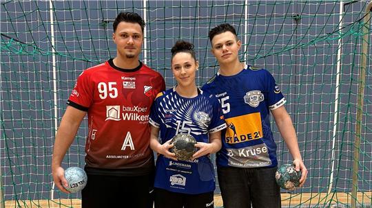 Santino, Georgina und Leano Lenzsch (von links): Sie wollen in die 3. Liga.