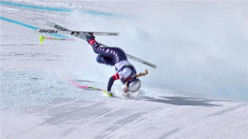 Schlimme Szene: Lindsey Vonn stürzte in der Abfahrt heftig.