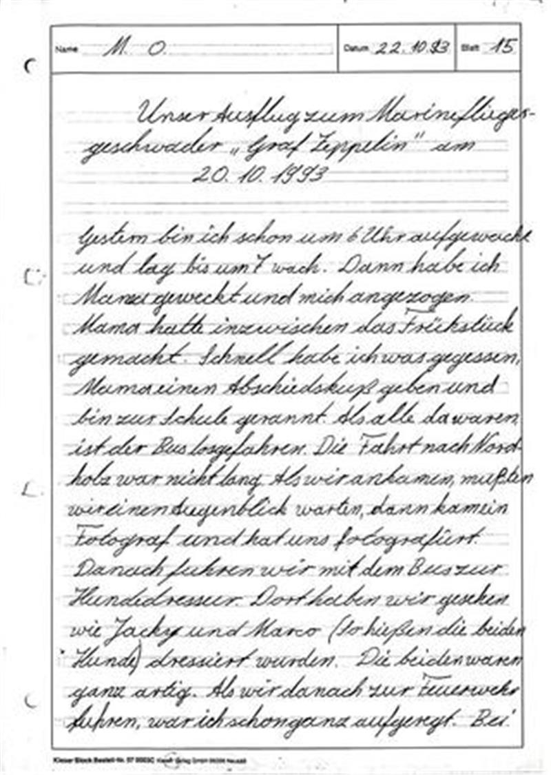 Schön in Schreibschrift geschrieben: Erfahrungsbericht vom Ausflug zum MFG 3.