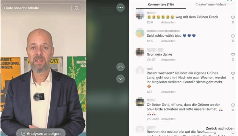 Schwierige Zeiten für Politiker: Der grüne Bürgerschaftsabgeordnete wird auf TikTok beleidigt.