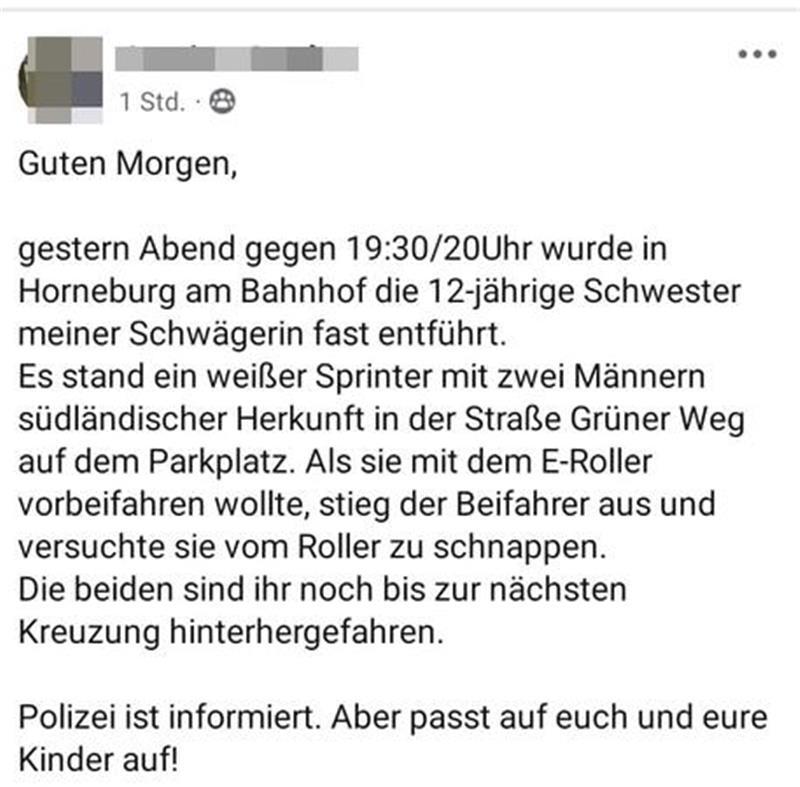 Screenshot des Postings auf Facebook.