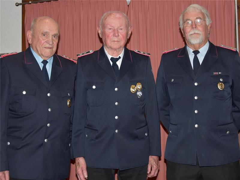 Seit 60 Jahren in der Feuerwehr: Horst Zempel, Dietrich Fitschen und Cord Hinrich Blanke. Foto: Felsch