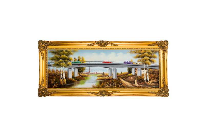 Seit der jüngste Katalog 2014 gedruckt wurde, gibt es elf neue Anschaffungen in der Buxtehuder Artothek, darunter: „2025 Hansestadt Buxtehude in Sicht“ von Jürgen K.F. Rohde.