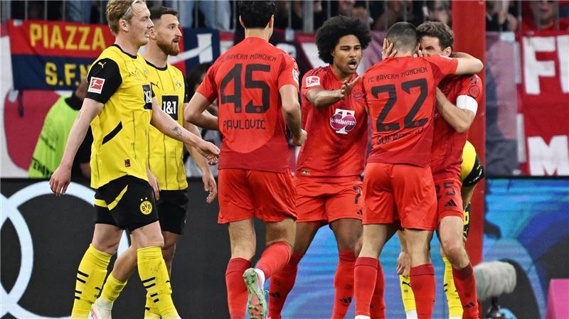 BVB bremst Bayern beim Meisterstück aus: „Tolles Spiel“ Serge Gnabry (3.v.r.) und Raphael Guerreiro (2.v.r.) trafen als Joker für die Bayern.