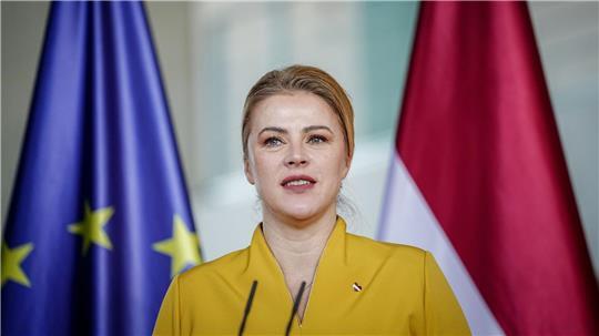 Siliņa bei einer Pressekonferenz (Archivbild).
