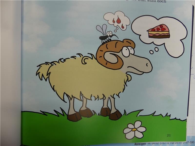 Skuddenbock Samson träumt von Torte. Illustriert hat das Buch Saskia Merkl. Foto: Helfferich