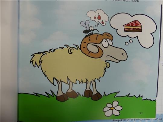Skuddenbock Samson träumt von Torte. Illustriert hat das Buch Saskia Merkl. Foto: Helfferich