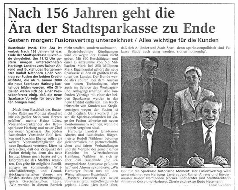 So berichtete das TAGEBLATT am 5. Mai 1999 bei der Unterzeichnung des Fusionsvertrages.