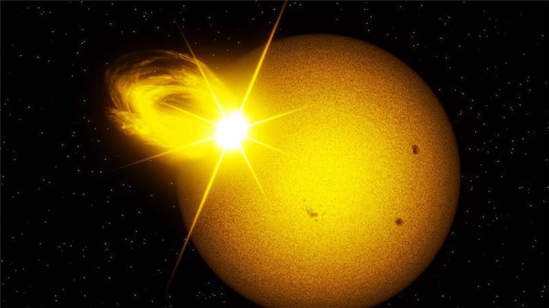 Wenn es auf der Sonne kracht So in etwa könnte ein sogenannter Superflare aussehen. (Illustration)