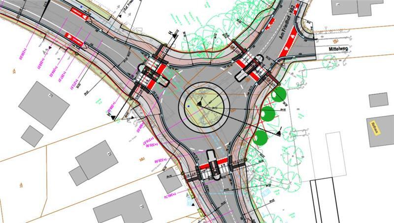 Himmelpforten: B73-Bauarbeiten könnten viel länger dauern als gedacht So ist der neue Kreisel am Rathaus geplant, der die Kreisstraße an die B73 anbindet.