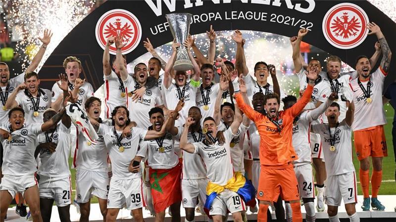 Eintracht hofft in Europa auf magische Nächte So jubelte die Eintracht 2022 nach dem Europa-League-Triumph.