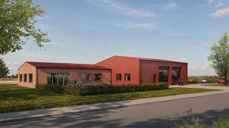 Feuerwehrhaus Brest: Muster-Entwurf ist der Politik zu teuer So könnte das Feuerwehrhaus in Brest aussehen: Der Entwurf „Variante B“.