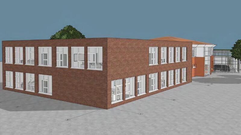 So könnte die neue Grundschule in Hollern im Jahr 2026 aussehen. Die Visualisierung stammt vom Architektencontor Agather Bielenberg Oschkinat aus Hamburg.