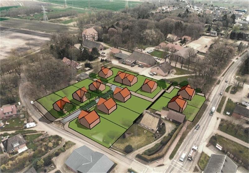 So könnte ein neues Baugebiet im Bereich des Schlosses Agathenburg aussehen. Die Kommunalpolitik setzt auf Einzel- und Doppelhäuser.