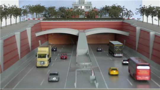 So könnte nach einer Darstellung der Landesbehörde für Straßenbau und Verkehr der Elbtunnel-Eingang aussehen.