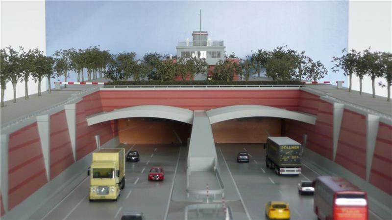 So könnte nach einer Darstellung der Landesbehörde für Straßenbau und Verkehr der Elbtunnel-Eingang aussehen.