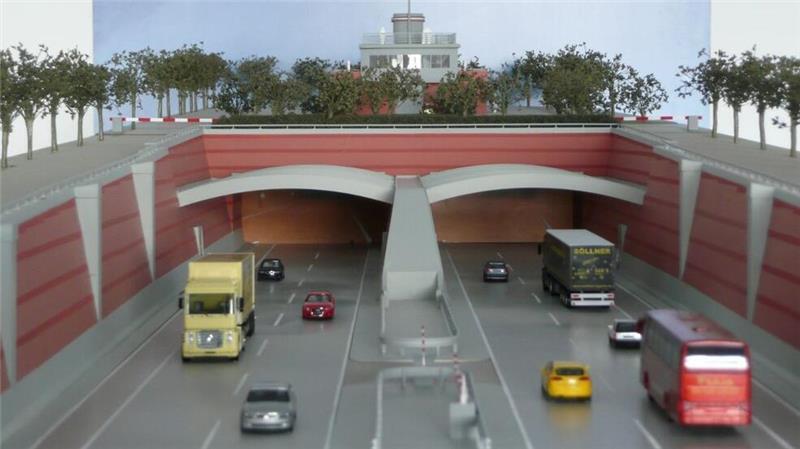 So könnte nach einer Darstellung der Landesbehörde für Straßenbau und Verkehr der Elbtunnel-Eingang aussehen.