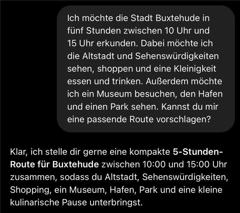 Screenshot von einer Konversation per ChatGPT.