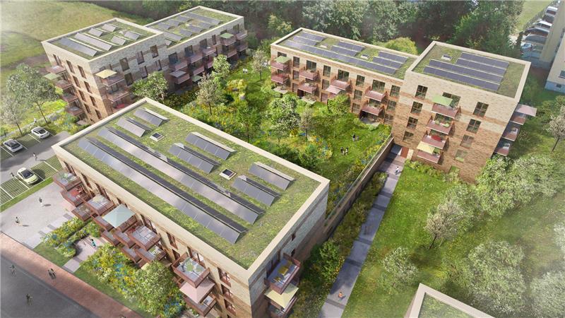Buxtehuder Großprojekt: Im April ziehen die ersten Mieter ins Orchideenquartier So sehen die Höfe im Quartier aus. Auf den Garagen sollen begrünte Innenhöfe entstehen.