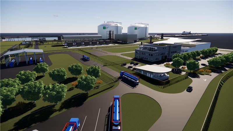 So sieht die Visualisierung des LNG-Terminals an Land aus.