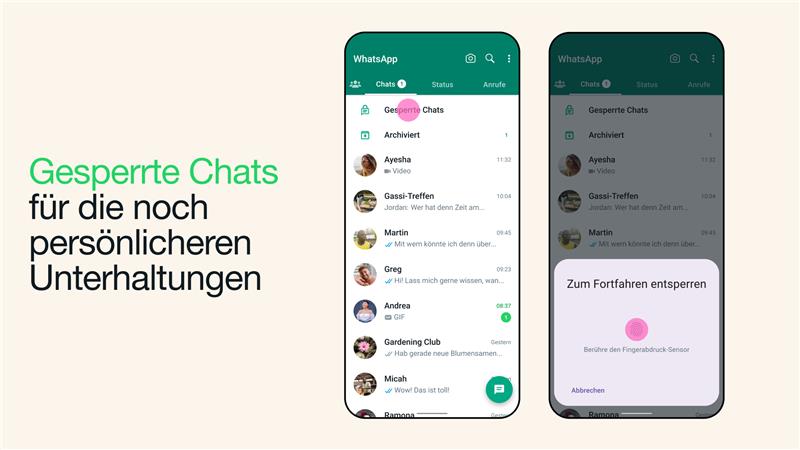 Auf diese WhatsApp-Neuerung dürften viele gewartet haben So sieht die neue Funktion der Chatsperre aus. Foto: WhatsApp