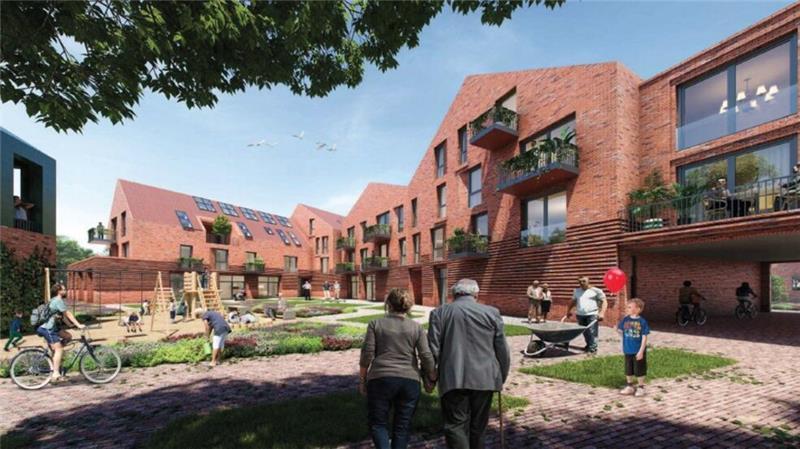 Platz für Wohnraum: Bagger frisst sich durch Horneburger Feuerwache So soll der Innenhof im Jahr 2027 aussehen.