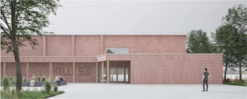 So soll die erweiterte und sanierte Halle Süd aussehen.