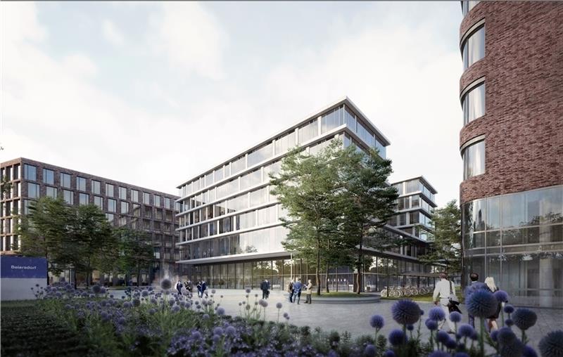 So soll die neue Beiersdorf-Zentrale in Eimsbüttel bald aussehen. Visualisierung Beiersdorf