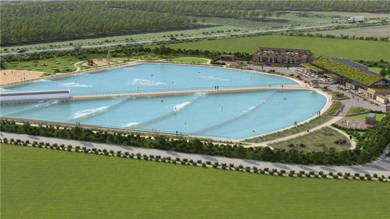 So soll es nach Wünschen der Investoren einmal aussehen: Der Surfpark im Süden der Stadt hat eine Größenordnung von 12 Hektar.