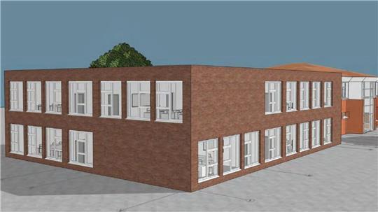 So sollte die neue Grundschule in Hollern im Jahr 2026 aussehen. Die Visualisierung stammt vom Architektencontor Agather Bielenberg Oschkinat aus Hamburg.
