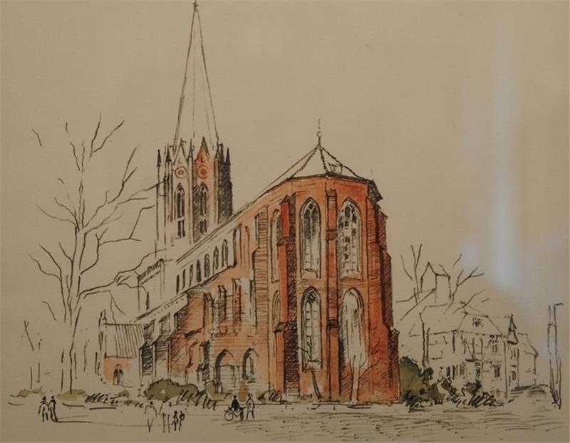 So zeichnete Eduard Stura die St. Petri-Kirche in Buxtehude.