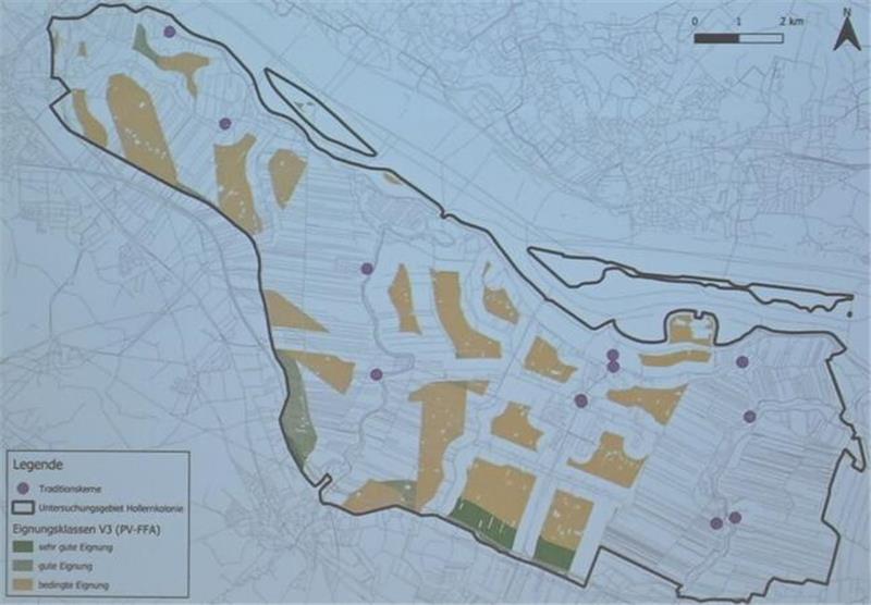 Windkraft im Alten Land plötzlich vom Tisch – aus einem bestimmten Grund Solarstrom und Äpfel ernten: Die Karte zeigt die Flächen (farbig), die im Alten Land für Agri-PV-Flächen geeignet wären. Größere Agri-PV-Anlagen (raumbedeutsam) wären höchstwahrscheinlich nur auf den grünen Flächen denkbar.