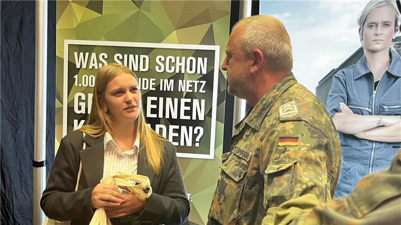 Werben um Azubis: Wenn Top Gun plötzlich im Stadeum auftaucht Soldatin auf Zeit? Für die 17-jährige Evelynn aus Drochtersen ist das nach ihrem Besuch am Info-Stand der Bundeswehr denkbar.