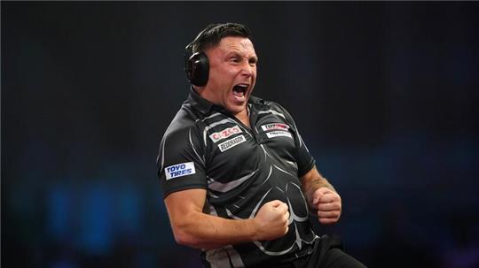 Sorgte mit seinen Kopfhörern bei der Darts-WM im Vorjahr für Aufsehen: Gerwyn Price.
