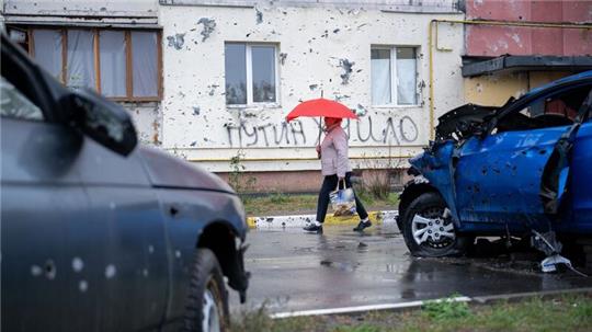 Spuren des Kriegs im ukrainischen Irpin.